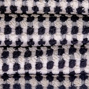 Turkish Spa Hair Peshtemal XL Hand Towel Black Natural White Pom Pom Houndstooth